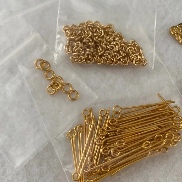 Gold Plated Rosary Pieces Religious Jewelry Set Cross - Picture 4 of 5